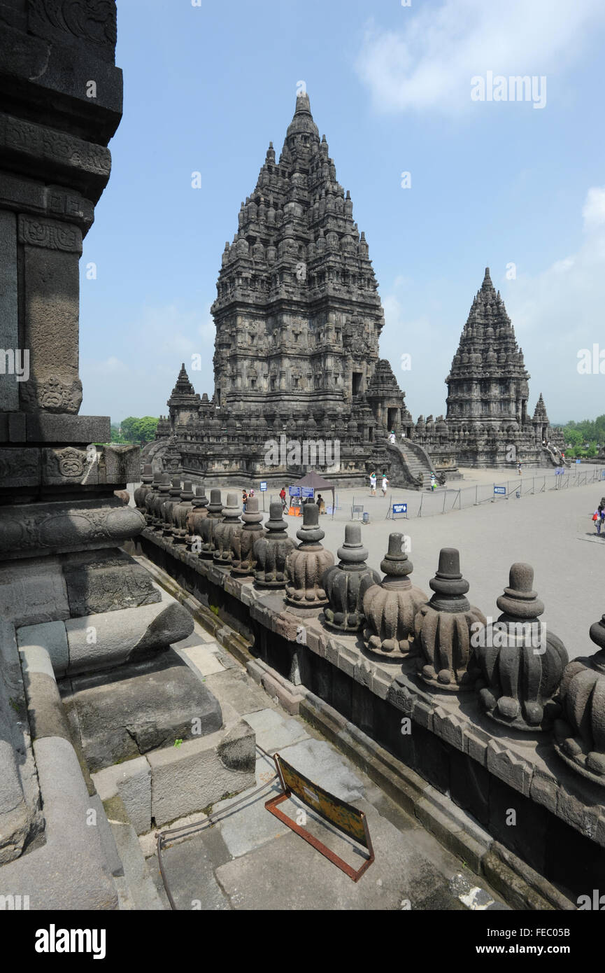 Hindu archaeological site of Prambanan on the island of Java, Indonesia ...