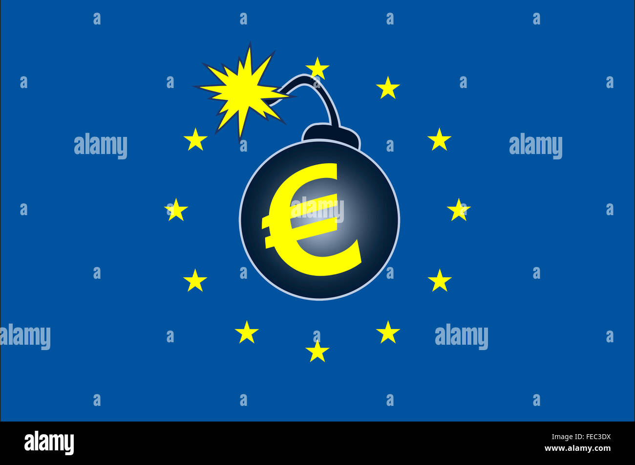 Exploding Flags Euros Explosive Euro Crisis Stock Photo - Alamy