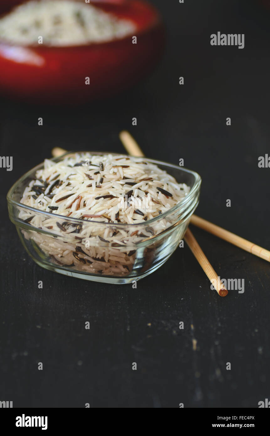 Uncooked Rice (Basmati mixed with wild Rice) Stock Photo