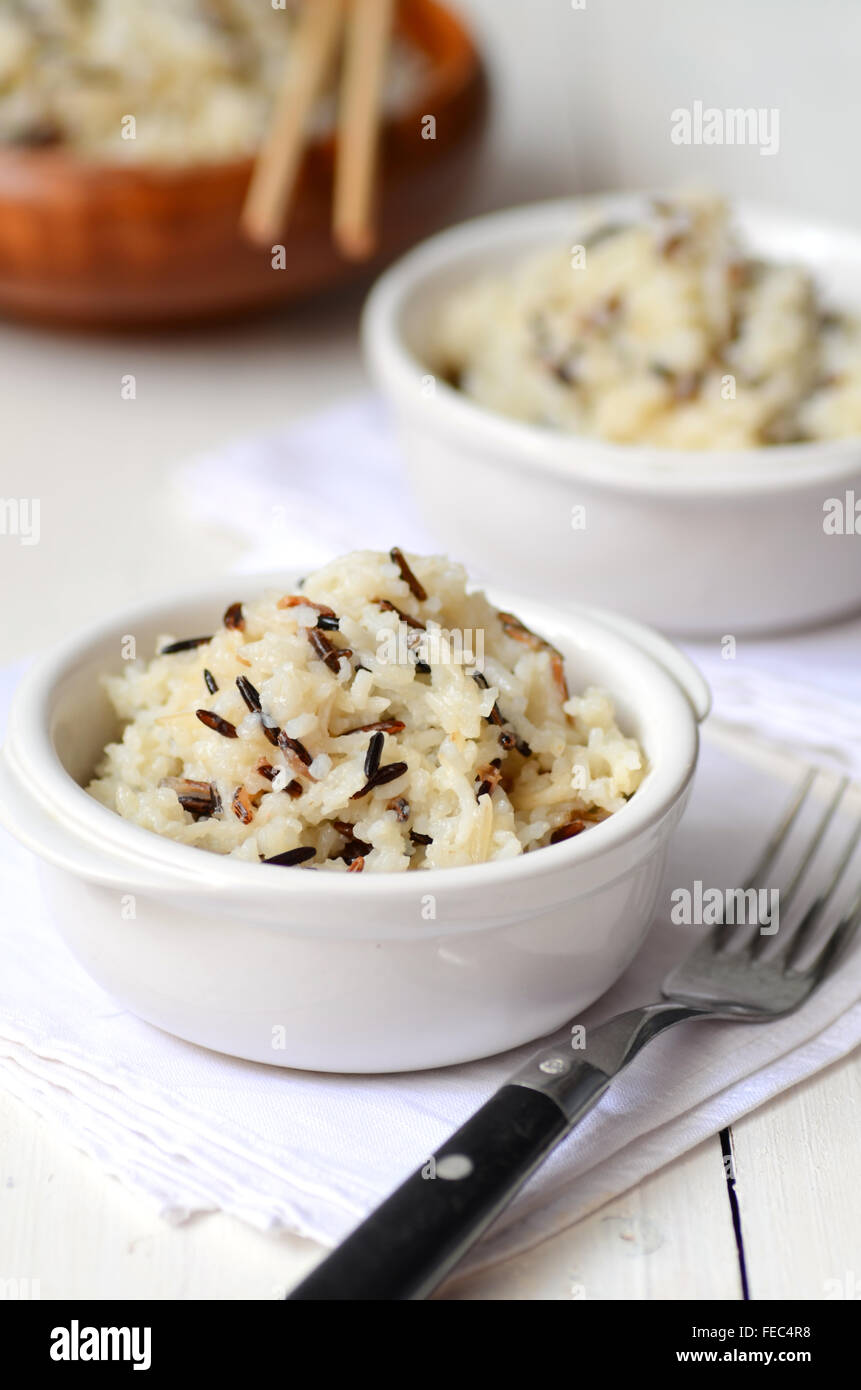 Boiled Rice (Basmati mixed with wild Rice Stock Photo Alamy