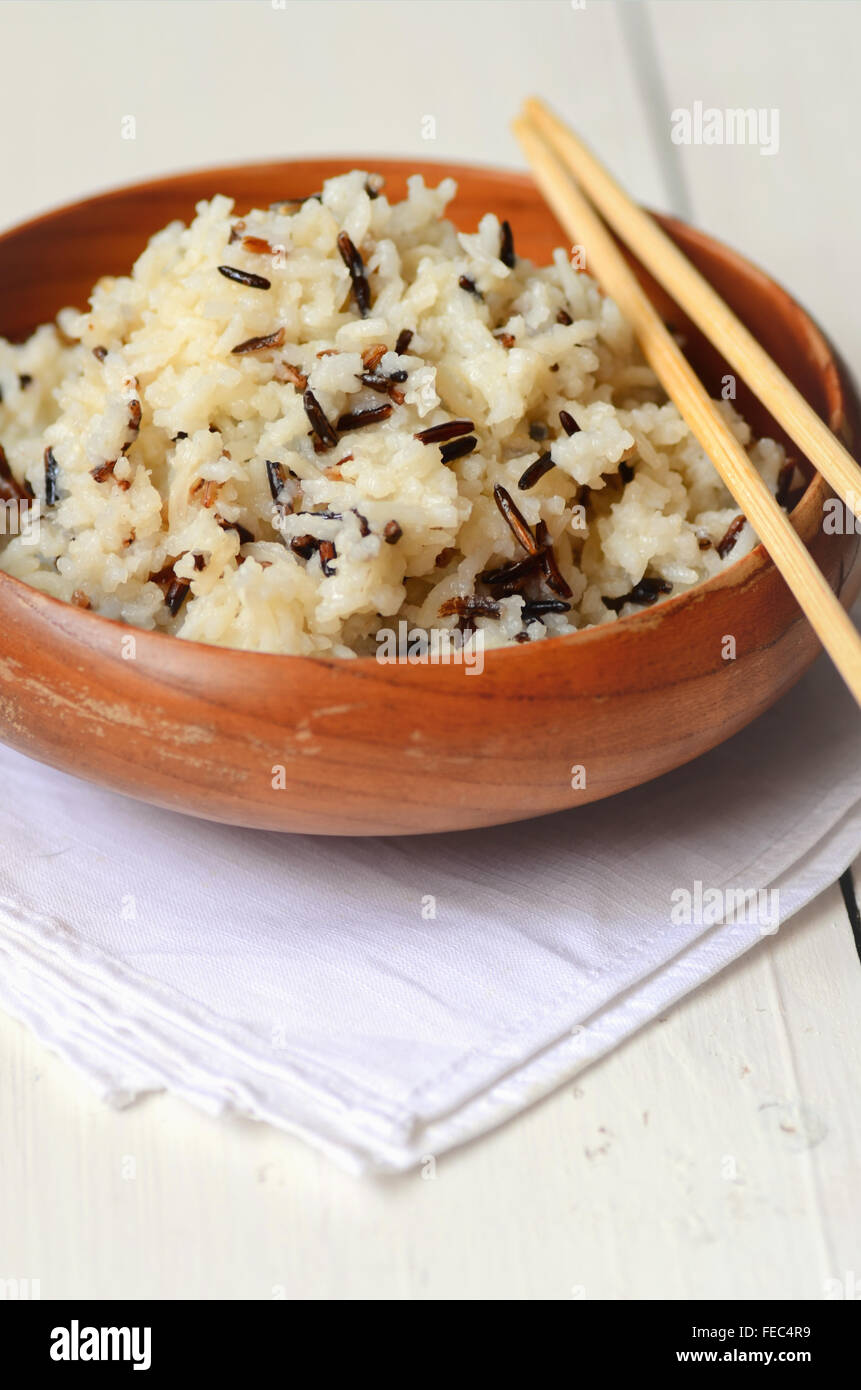 Boiled Rice (Basmati mixed with wild Rice Stock Photo Alamy
