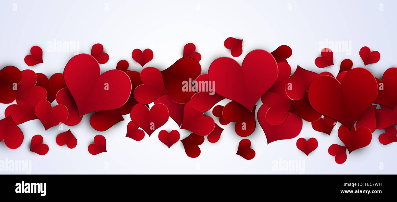 holiday red lovely hearts on white background Stock Photo