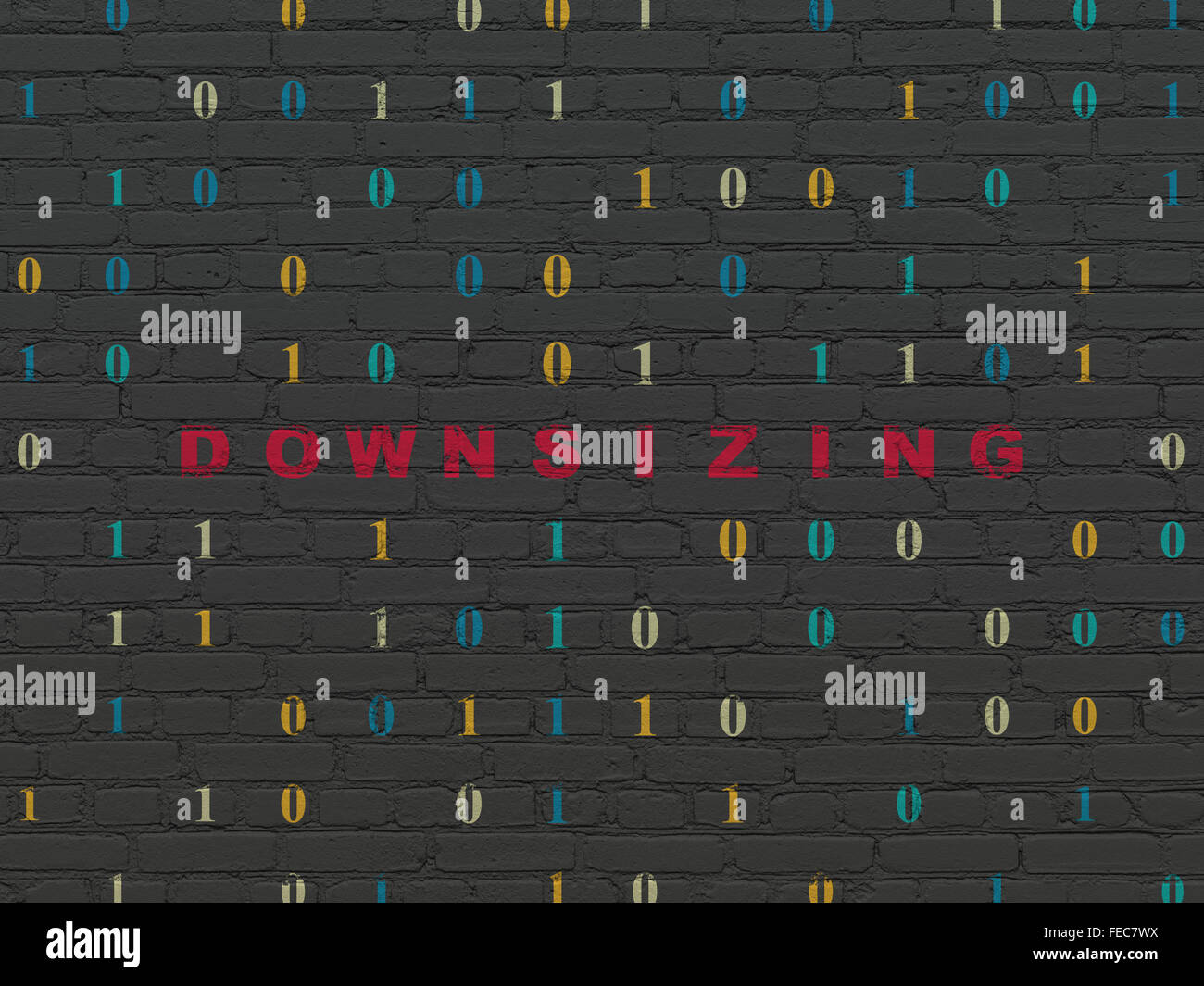 Business concept: Downsizing on wall background Stock Photo - Alamy