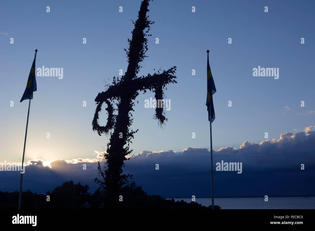 Midsummer Maypole cross. Uto island. Sweden Stock Photo Alamy