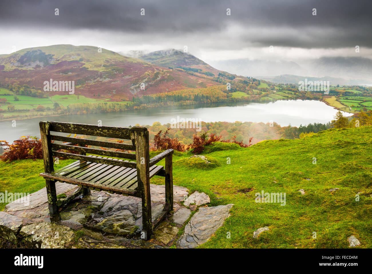 Bench Overlooking Loweswater In The Lake District National Park