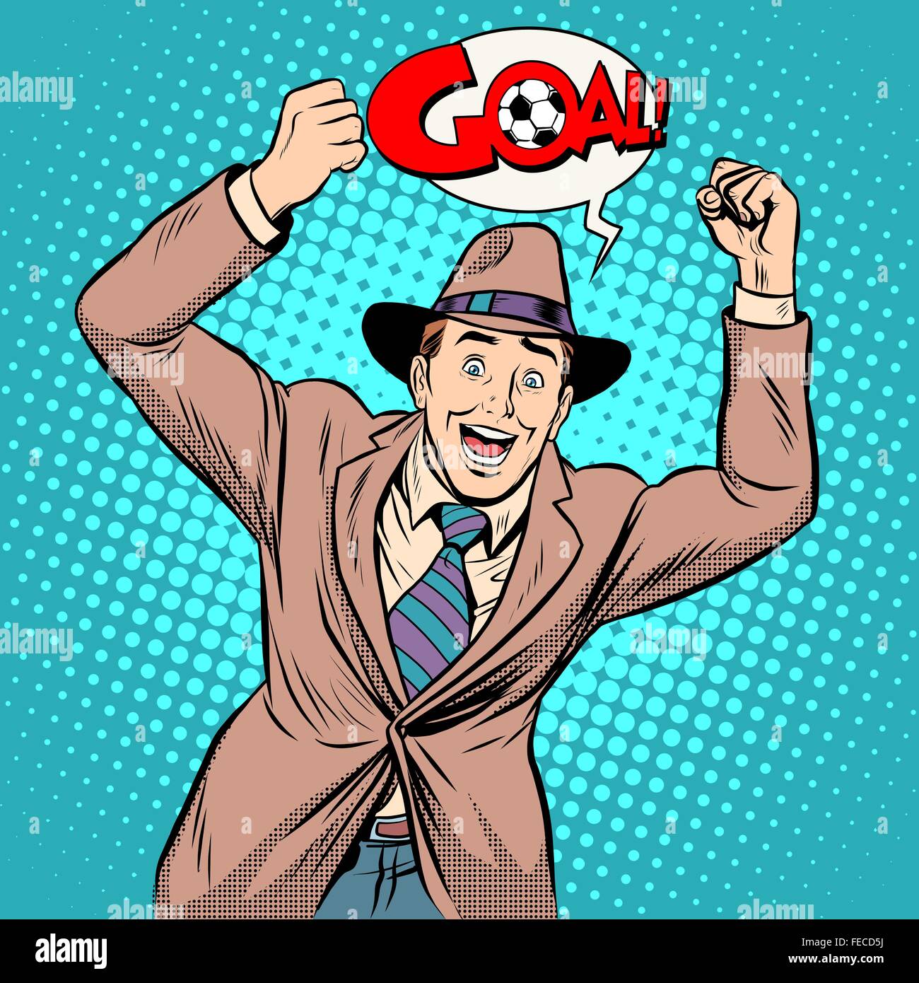 Football fan screaming goal soccer sport Stock Vector