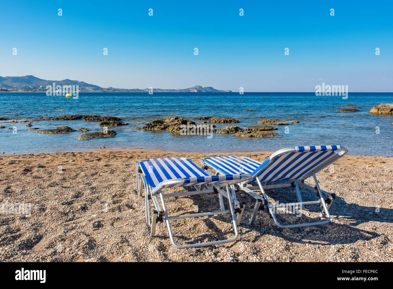 Beach in Kolymbia. Rhodes, Greece Stock Photo