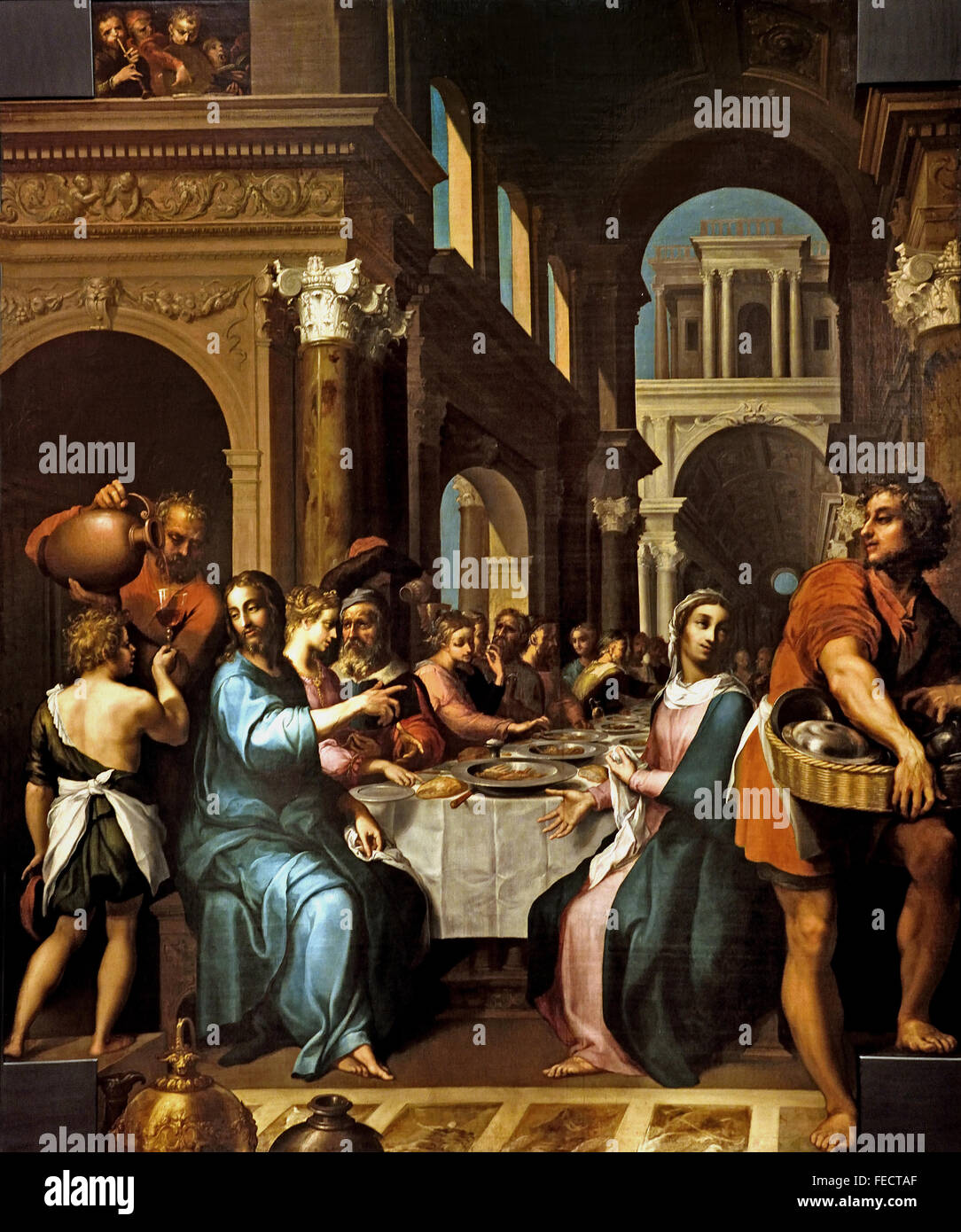 The Wedding at Cana 1618-1620 Quentin VARIN 1570 - 1634 France French   Jesus and his disciples were invited to a wedding celebration in Cana in the Galilee ) Stock Photo