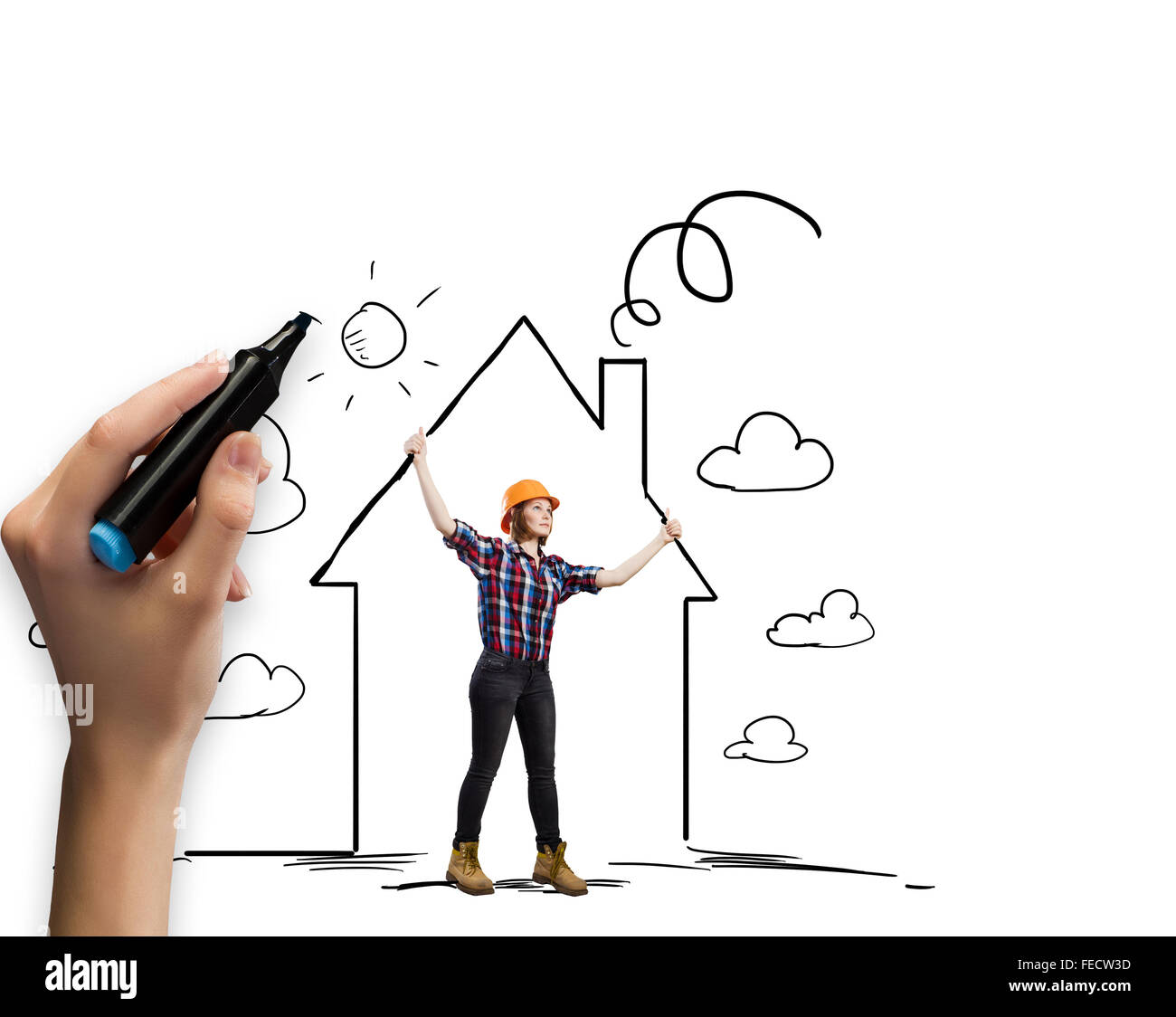 Young woman construction helmet hi-res stock photography and images - Alamy
