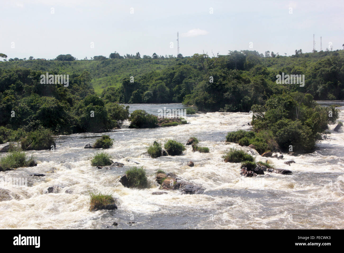 River Nile water flows through Karuma Falls on its way to Egypt in northern Uganda Stock Photo