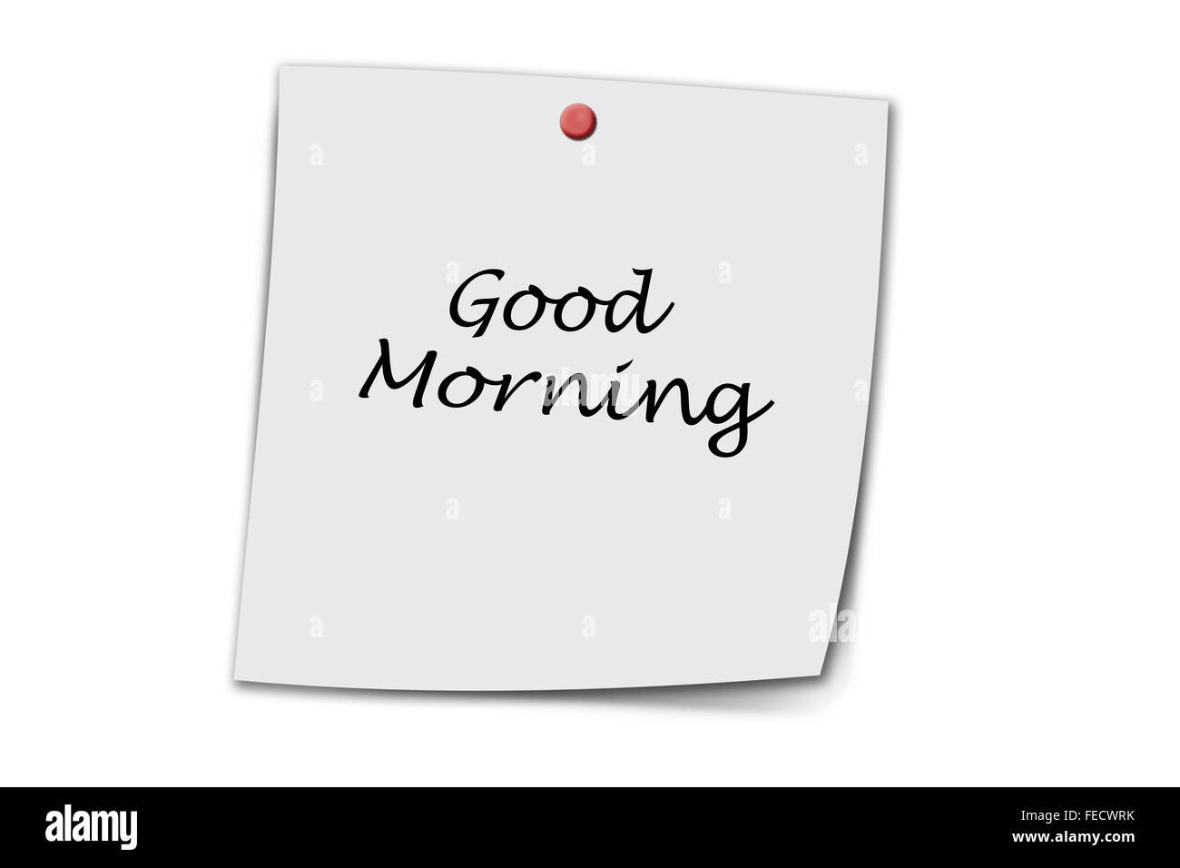 Good Morning Written On A Memo Isolated On White Background Stock Photo Alamy