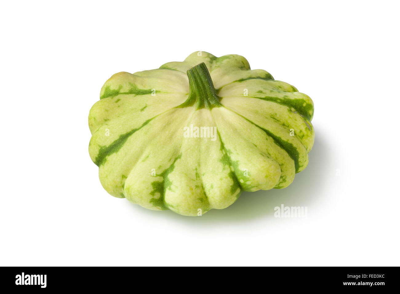 Green spotted Patty pan Squash on white background Stock Photo