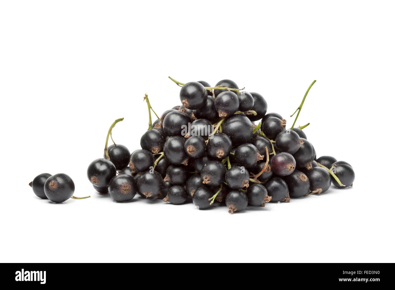 Heap of fresh blackcurrants on white background Stock Photo