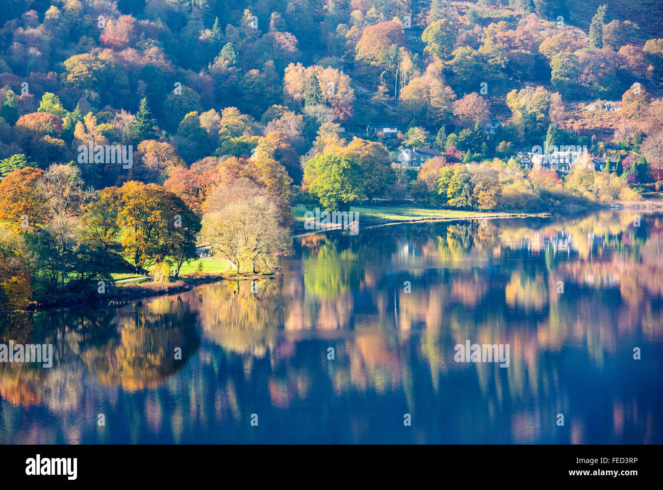 Lake Grasmere in autumn, Cumbria, UK Stock Photo