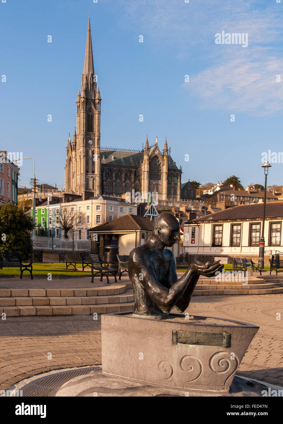 Navigator and Coleman's Cathedral in Kennedy Park, The Promenade, Cobh, Co Cork, Ireland. Stock Photo