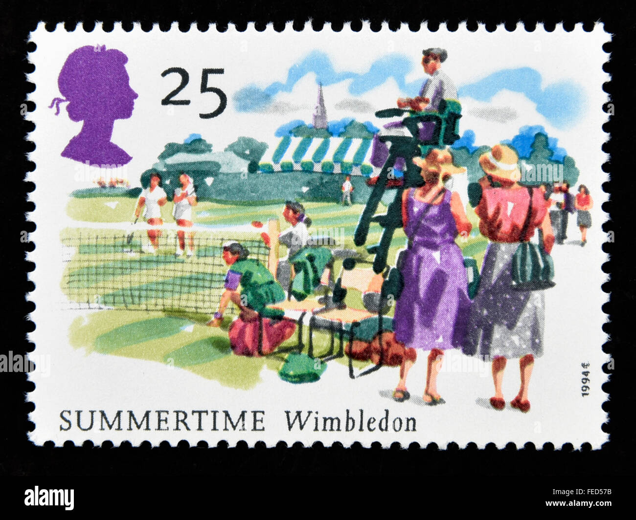 Postage stamp. Great Britain. Queen Elizabeth II. 1994. The Four Seasons. Summertime. Stock Photo