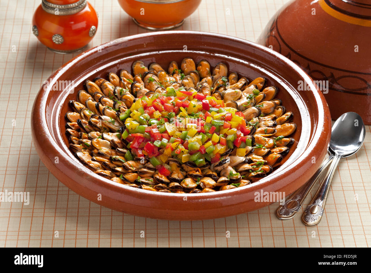 Moroccan mussel dish from Marakech Stock Photo
