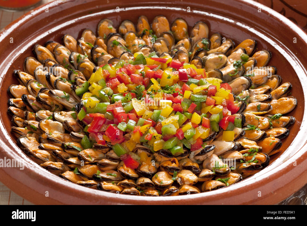 Moroccan mussel dish from Marakech Stock Photo