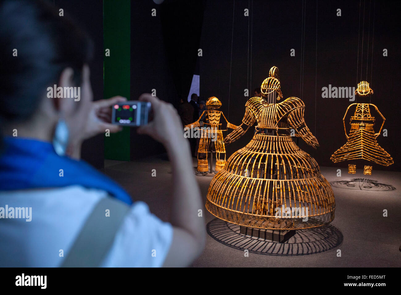 Dhaka, Bangladesh. February 05, 2016. People visit display at Dhaka Art