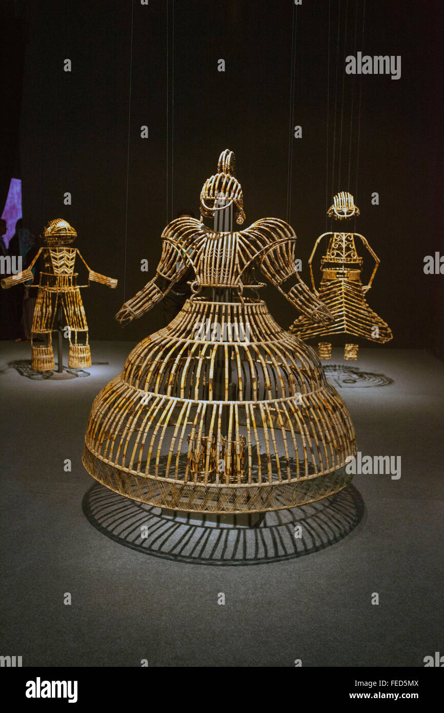 Dhaka, Bangladesh. February 05, 2016. People visit display at Dhaka Art