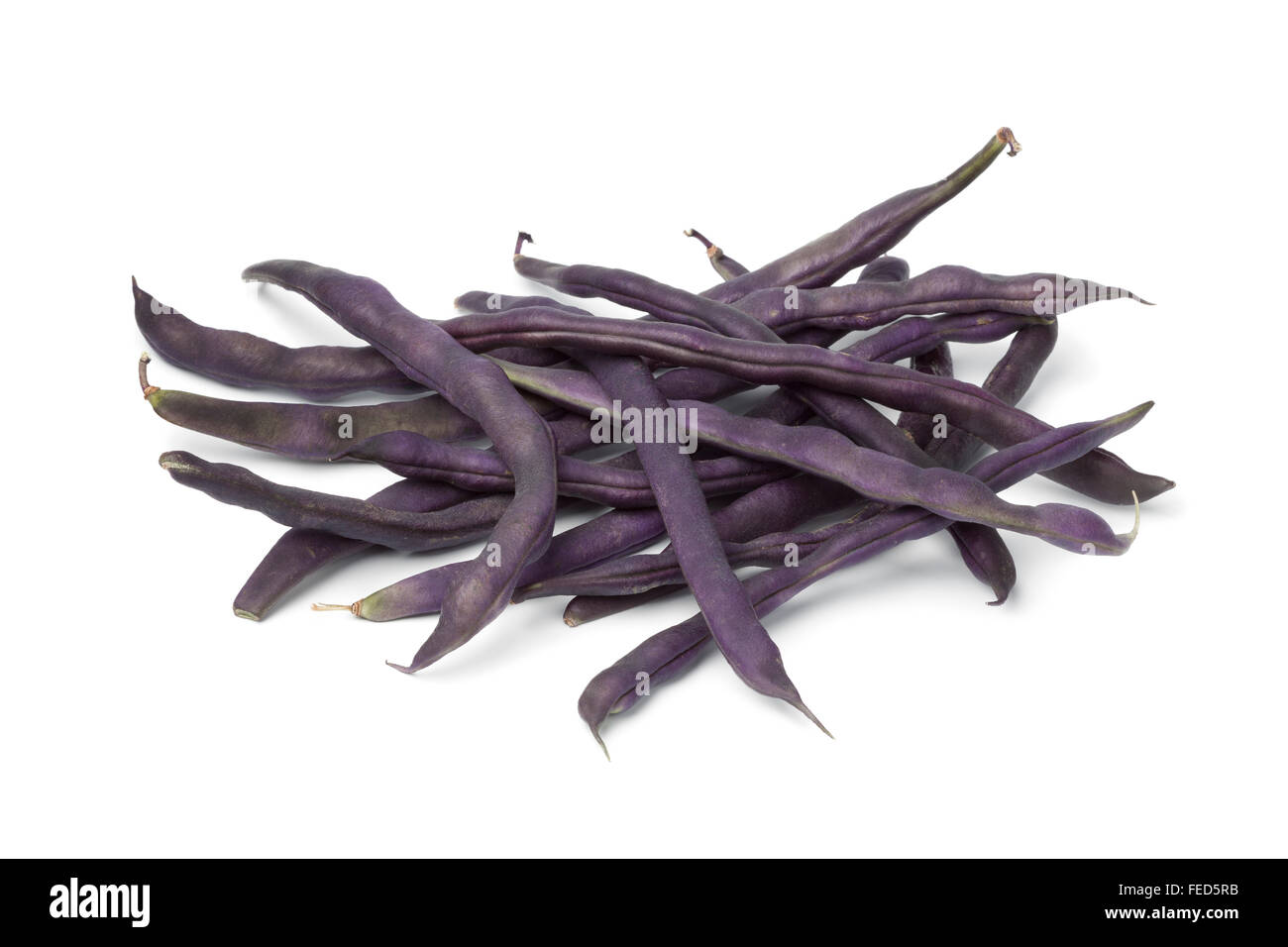 Purple fresh beans on white background Stock Photo