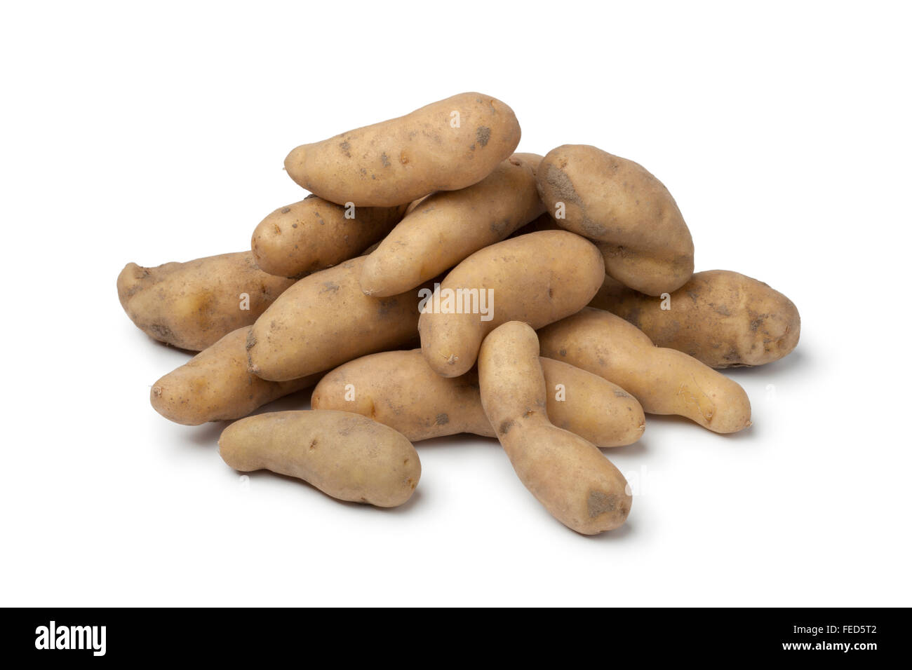 Fresh Ratte potatoes on white background Stock Photo