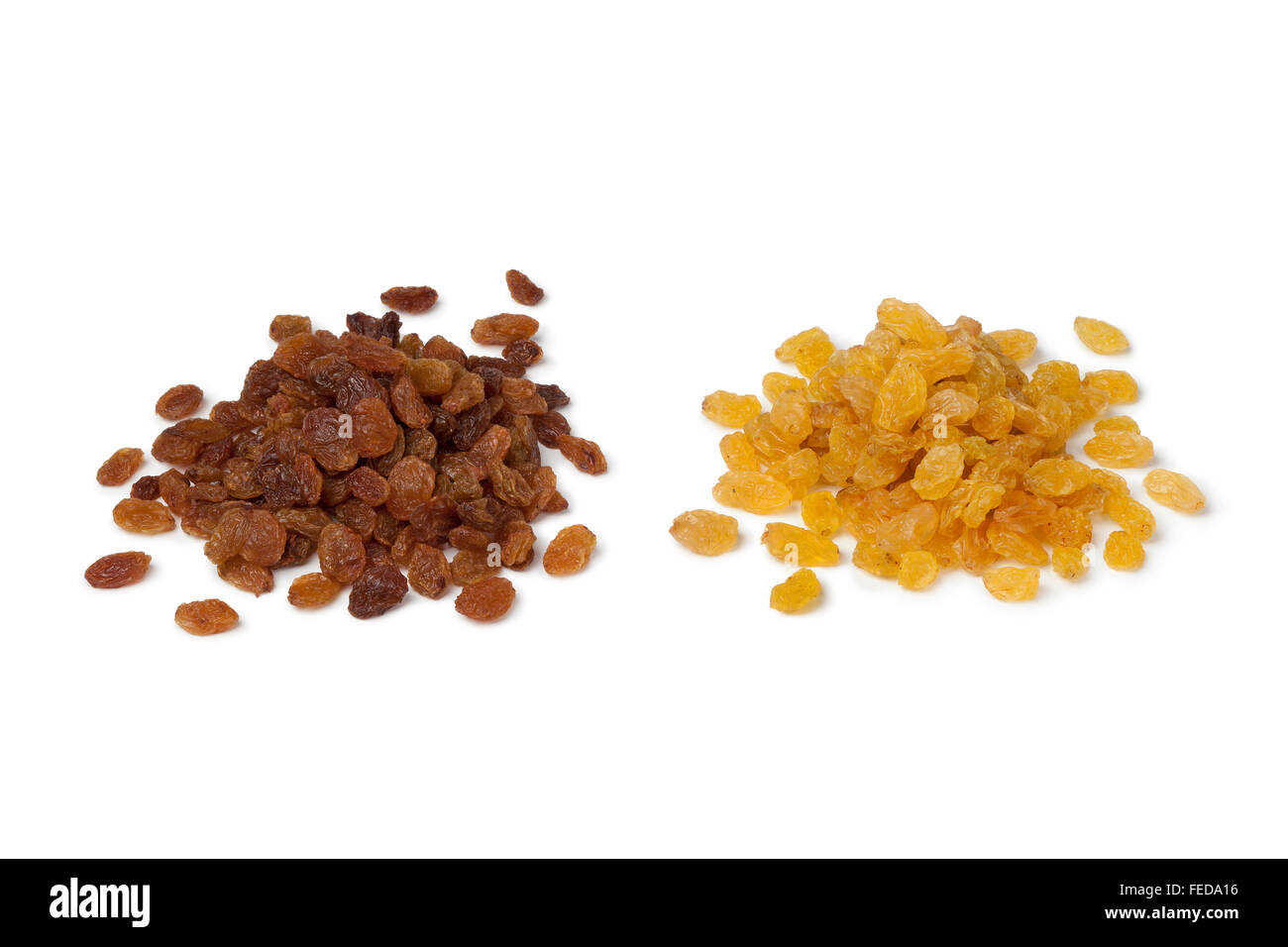 Heap of yellow and brown raisins Stock Photo