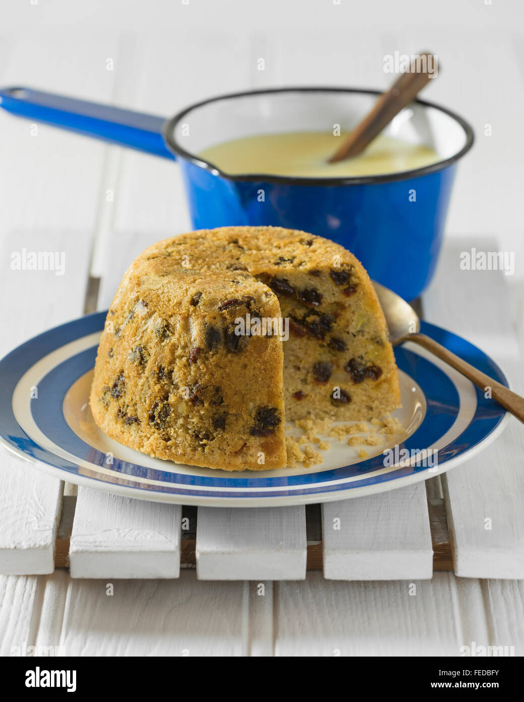 College pudding. Traditional British Food Stock Photo