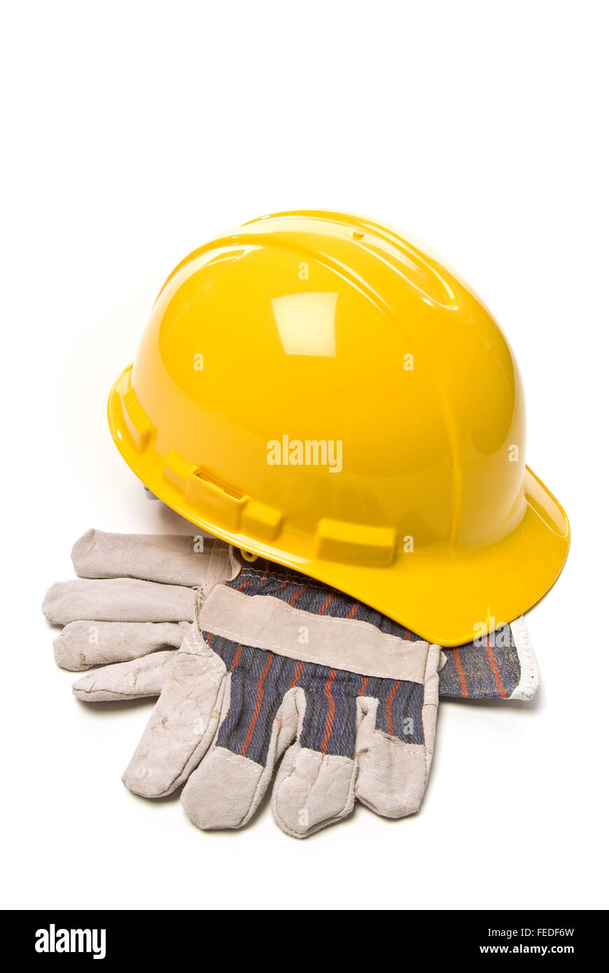 Hard Hat and Work Gloves Stock Photo