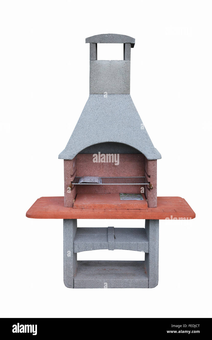 Outdoor fireplace / barbecue grill made from bricks and cement Stock Photo  - Alamy