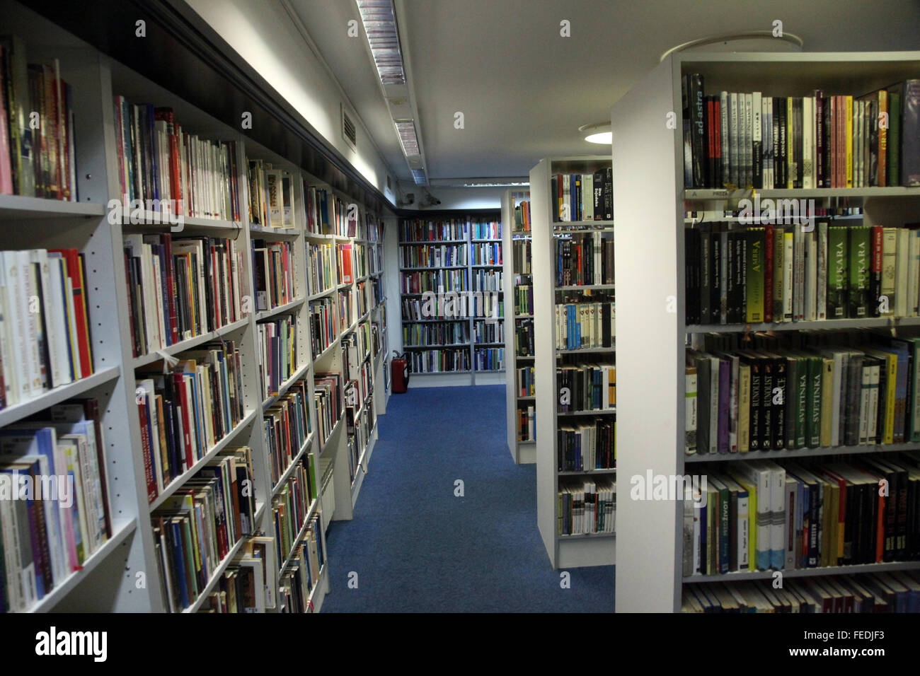 Bookshelf in library Stock Photo Alamy