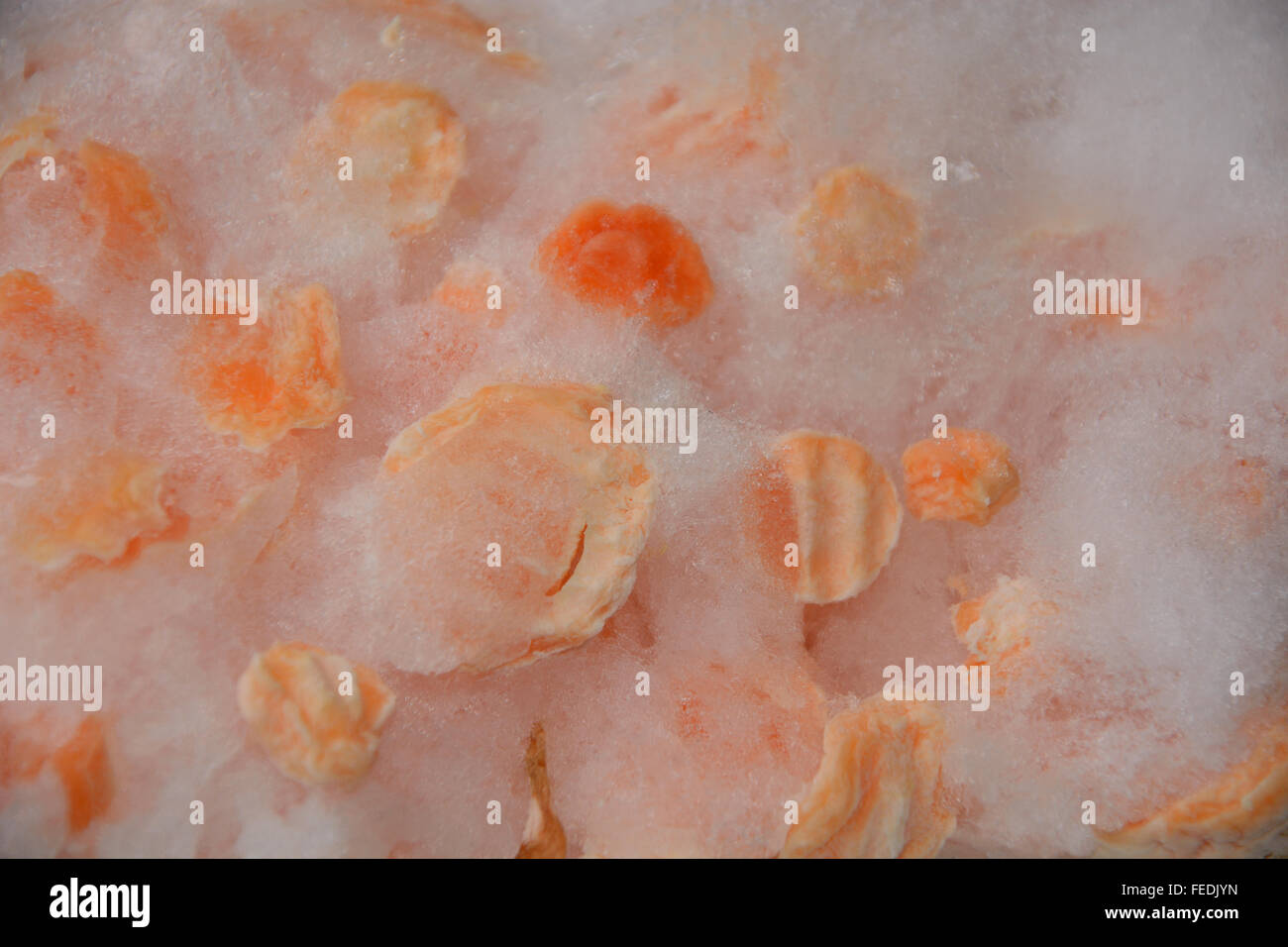 Sliced Carrots with freezer burn due to faulty packaging or improper