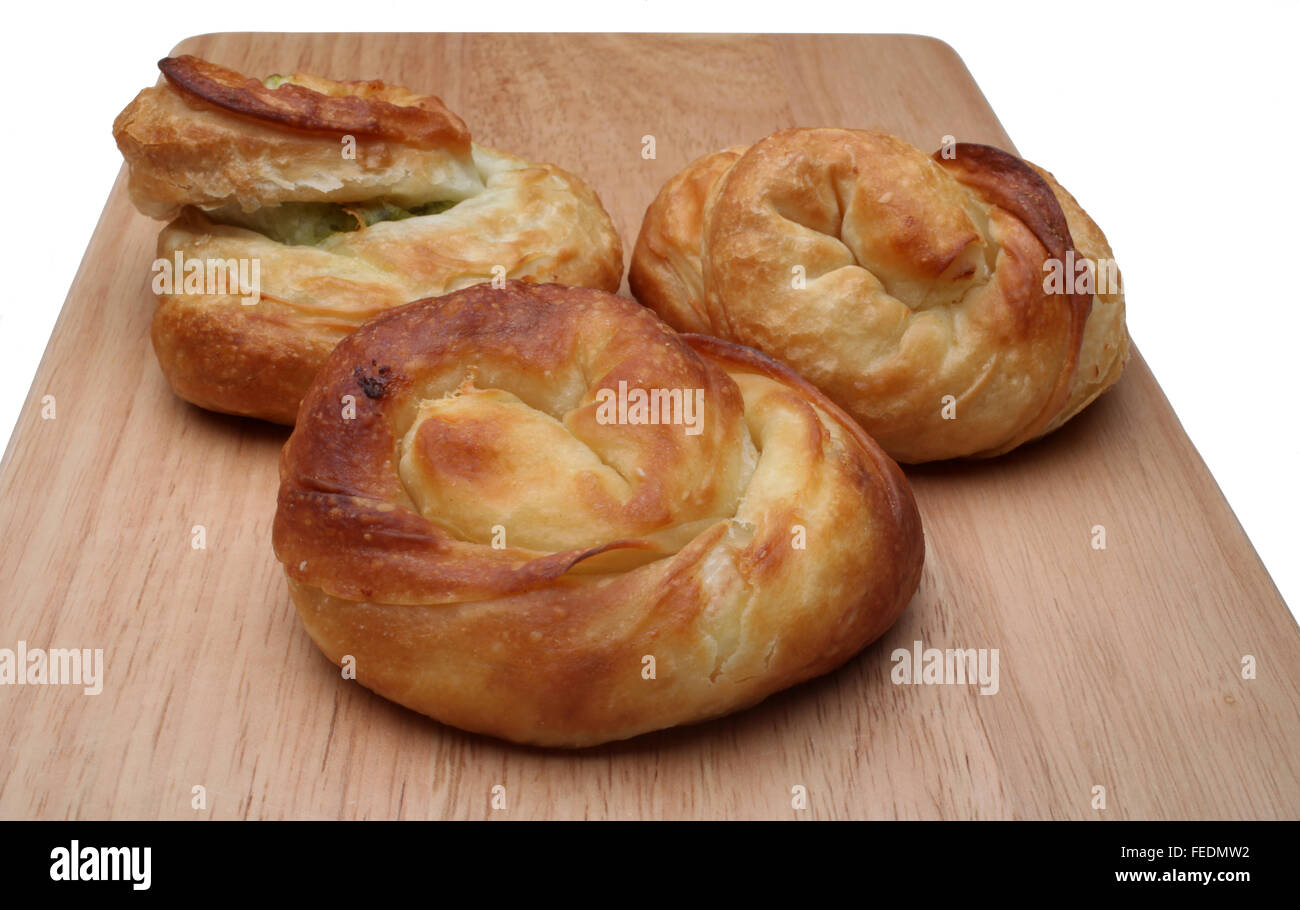 Burek (pie with meat, cheese or spinach) is traditional Balkan meal Stock Photo