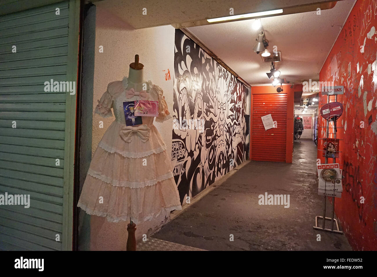 The entrance to a shop selling Lolita dresses in Amerika-Mura, Osaka, Japan Stock Photo
