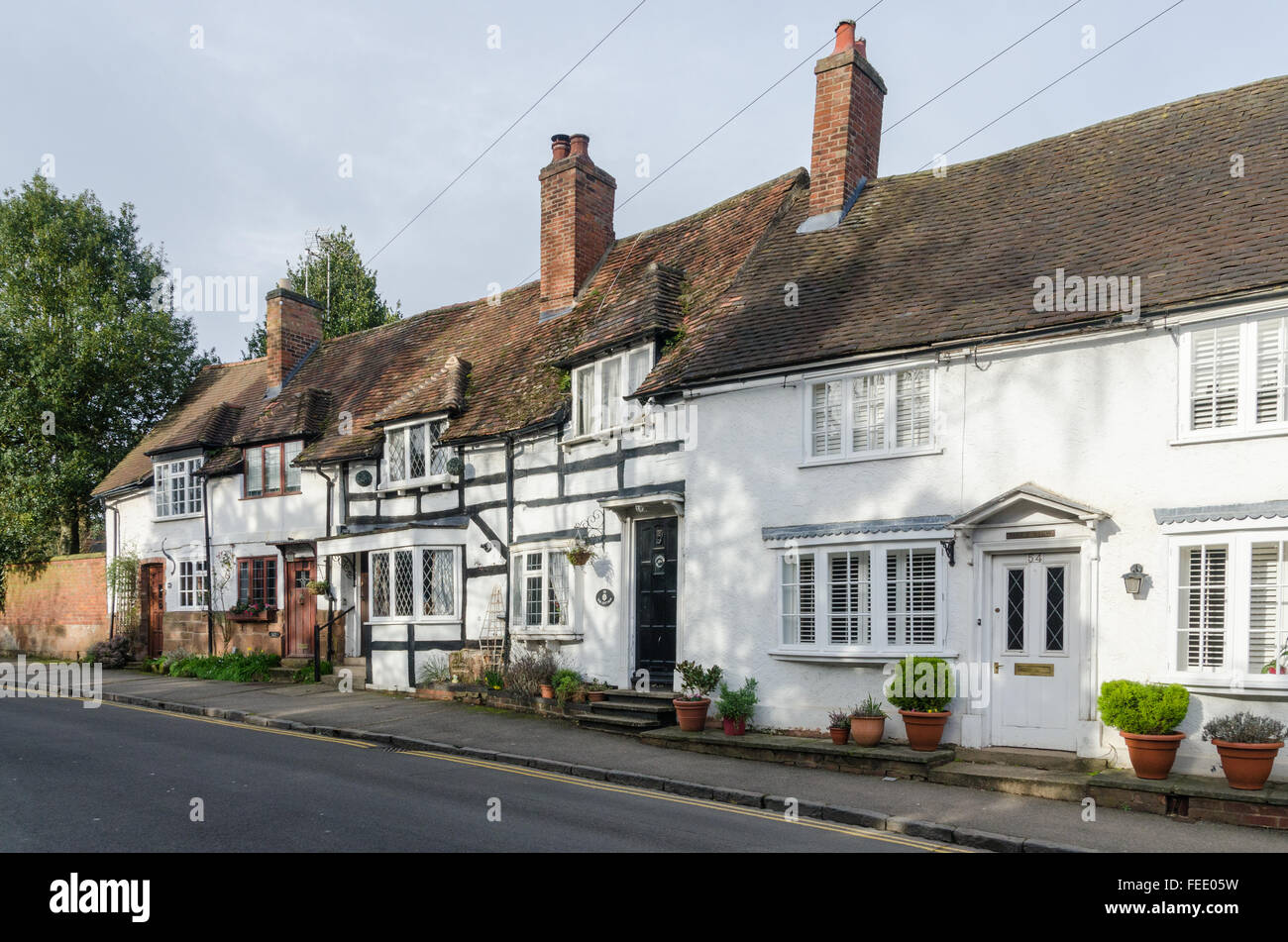 White painted cottages in Kenilworth, Warwickshire Stock Photo Alamy