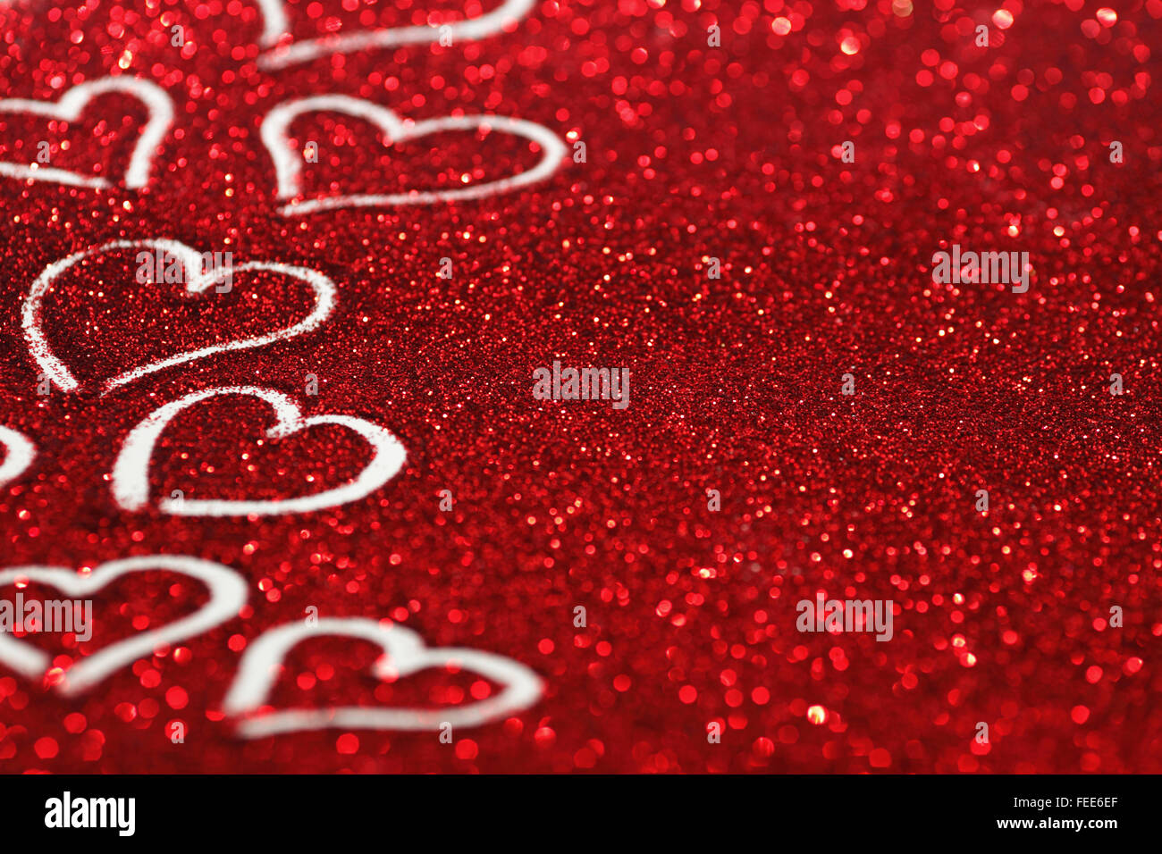 Red glitter background with hearts, valentines day design Stock Photo ...