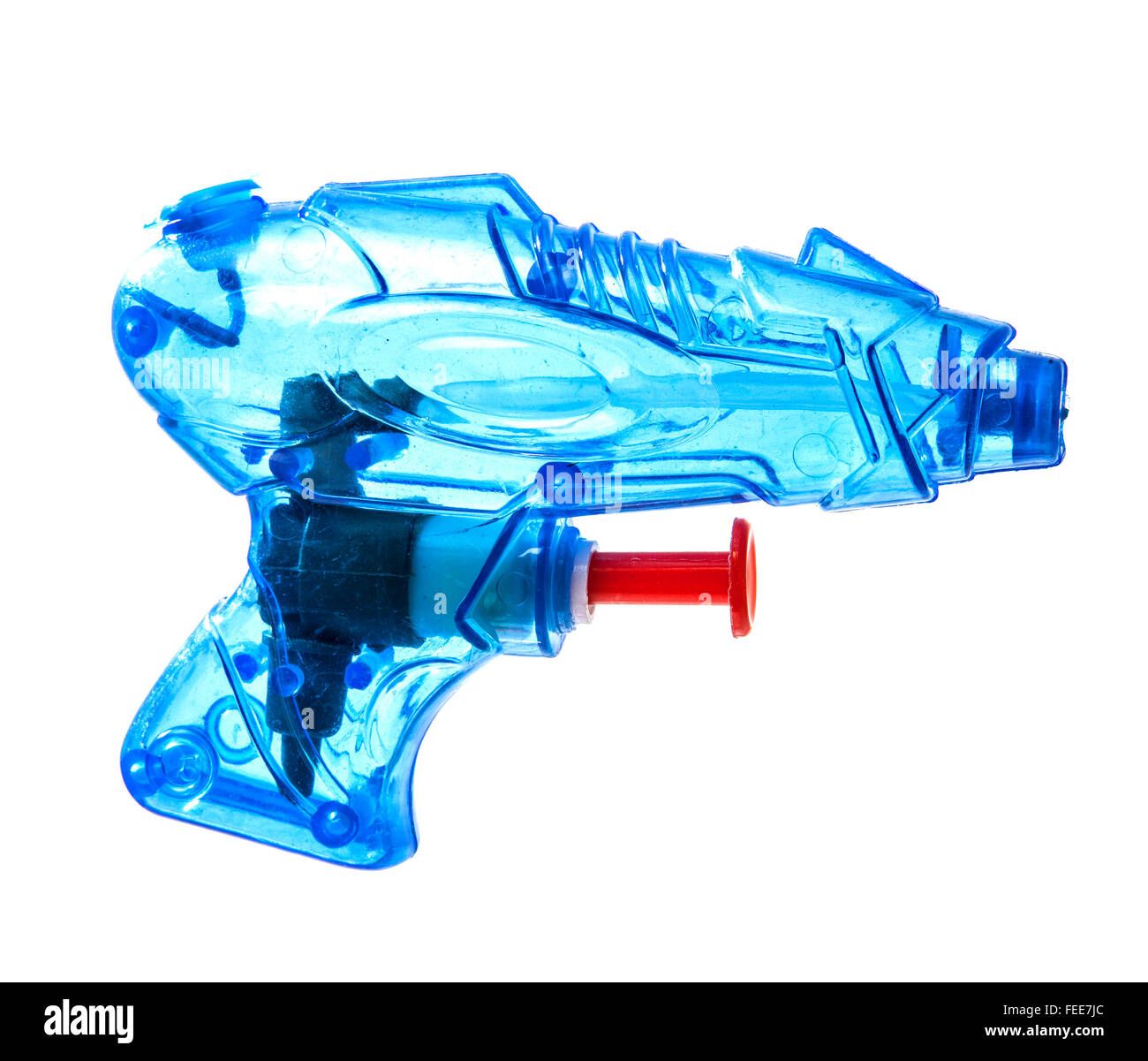 Blue plastic water pistol isolated on a white background Stock Photo