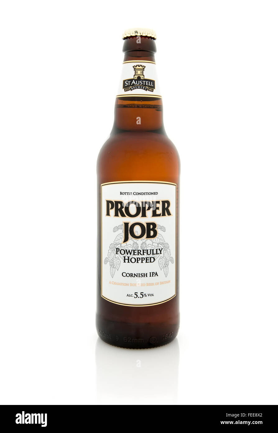 Bottle Of Proper Job Cornish Pale Ale, A Champion Bottled Beer Stock Photo