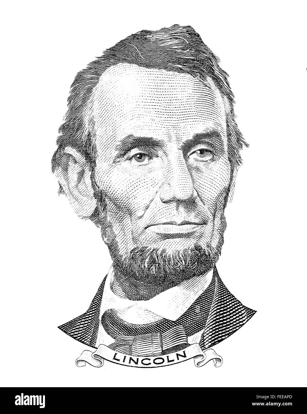 Abraham Lincoln portrait isolated on white background Stock Photo