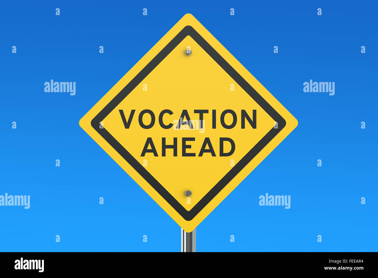 vocation ahead road sign isolated on blue sky Stock Photo - Alamy