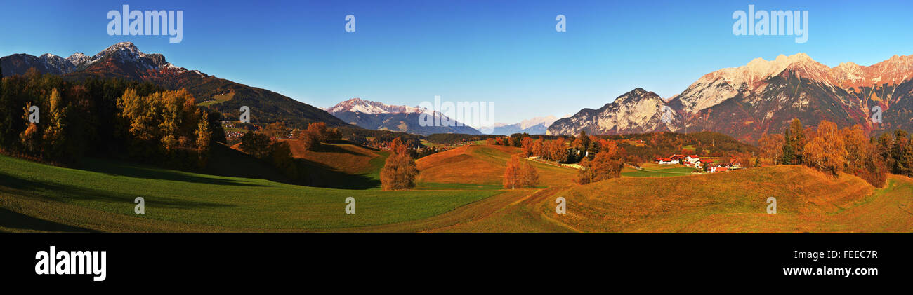 Upper Inn Valley in autumn, view from Igls, Innsbruck, Tyrol, Austria Stock Photo