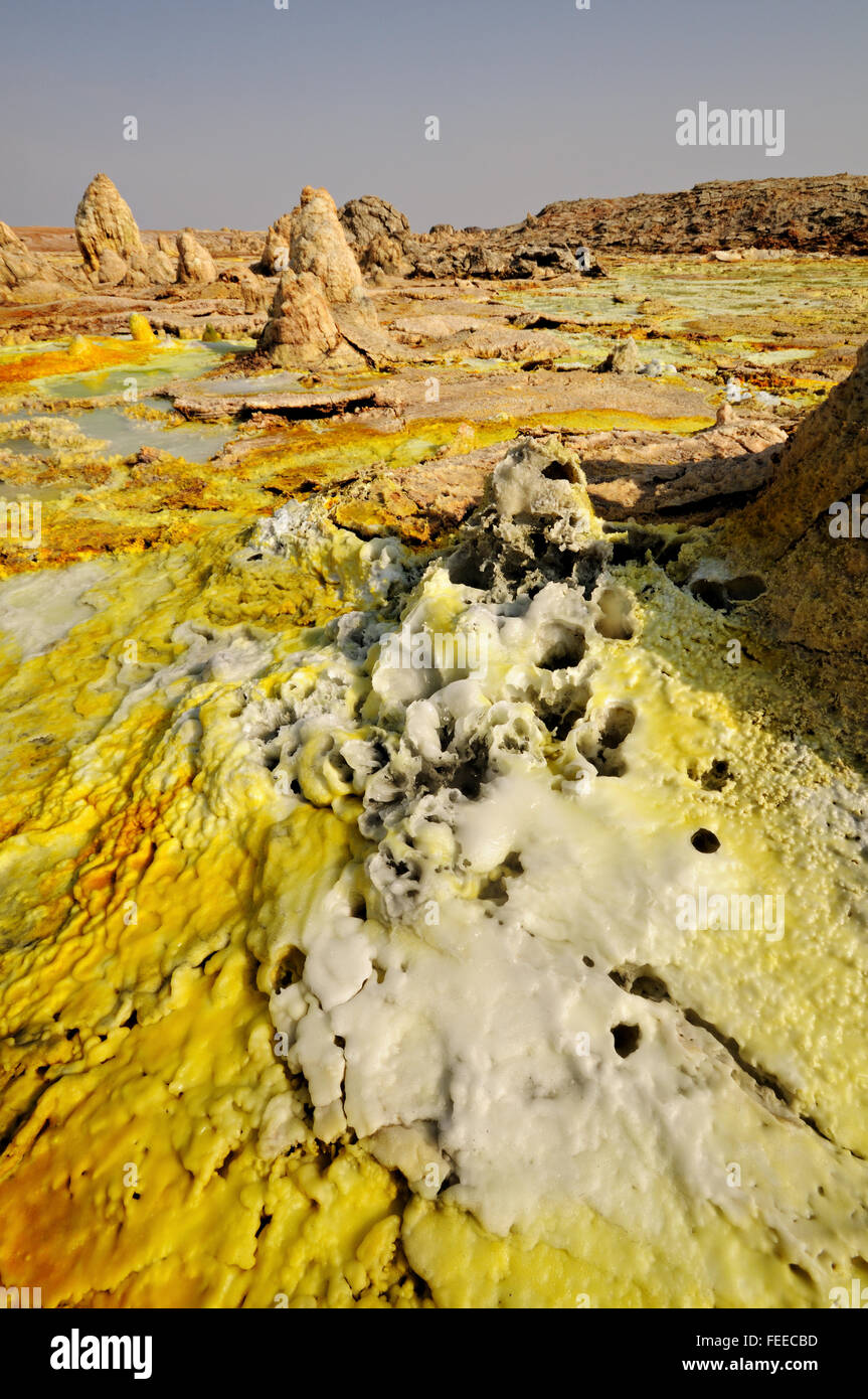 Saline and sulphurous formations at Dallol volcano in the Danakil