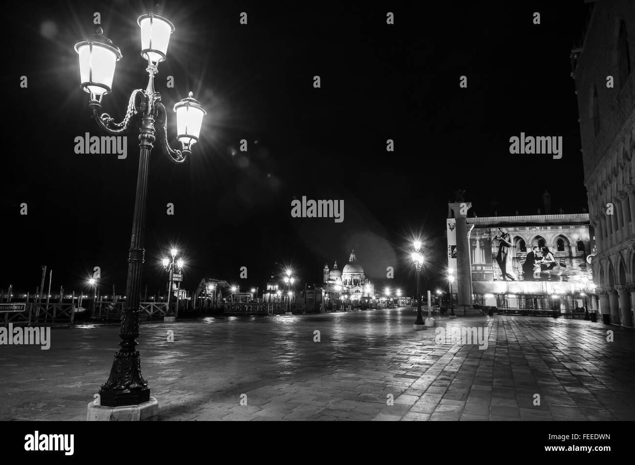 Midnight in Piazza San Marco (St. Mark's Square), Venice, Veneto, Italy Stock Photo