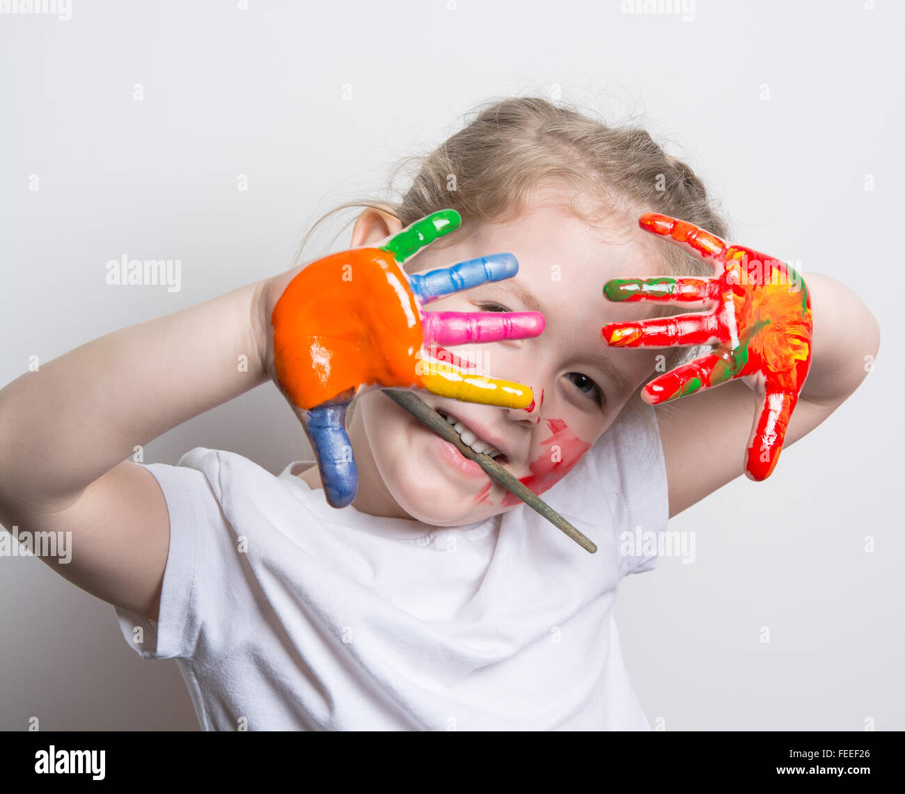 artist plays with colours Stock Photo Alamy