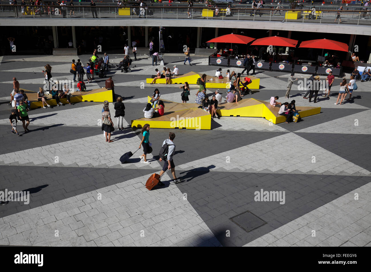 Sergels Torg square with its iconic triangular pattern plaza, Stockholm, Sweden Stock Photo
