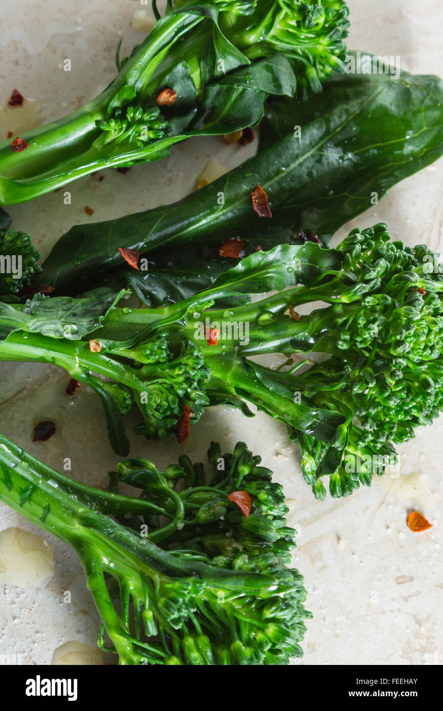 organic broccoli sautéed and seasoned with olive oil and red pepper