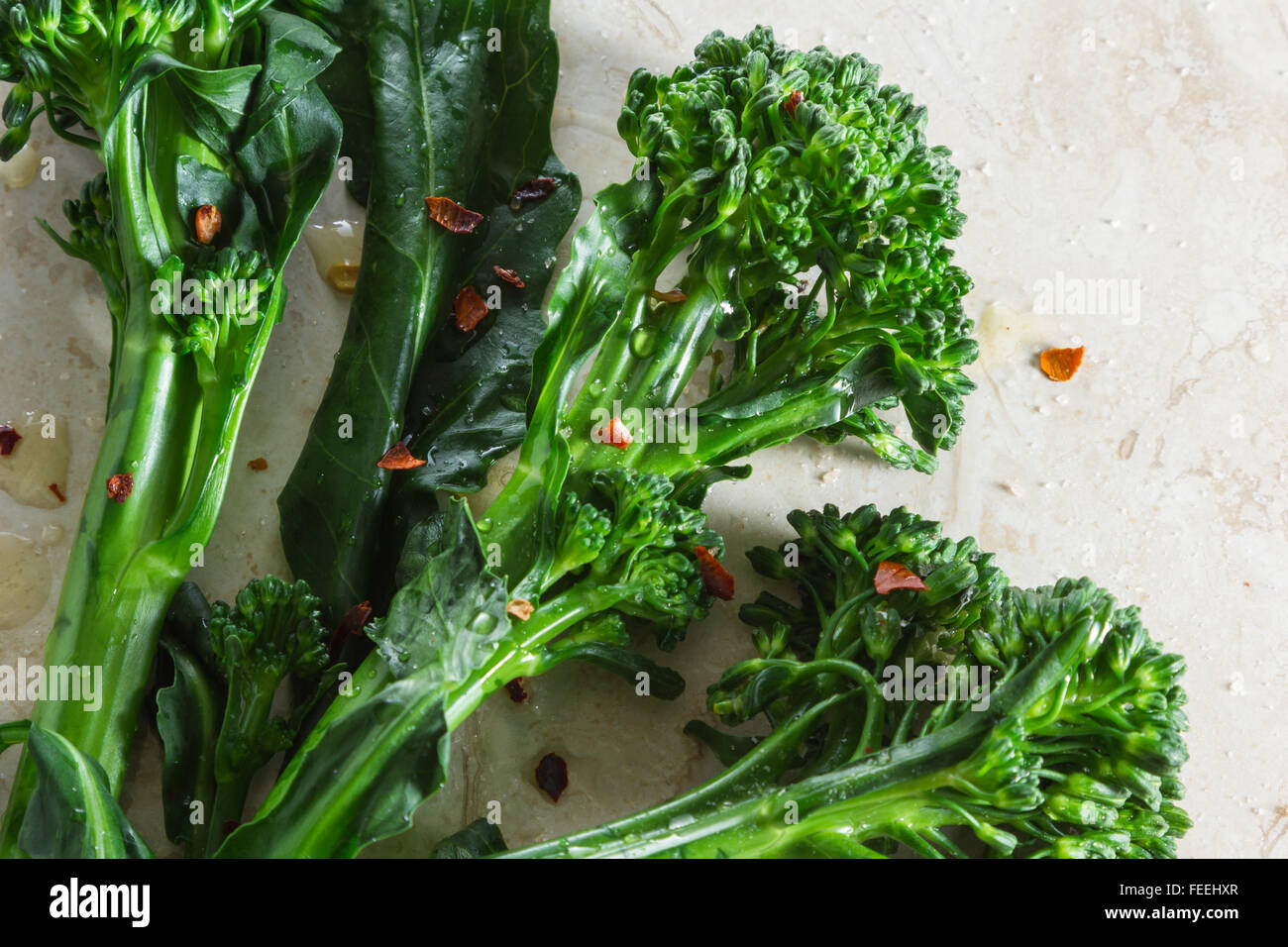 organic broccoli sautéed and seasoned with olive oil and red pepper