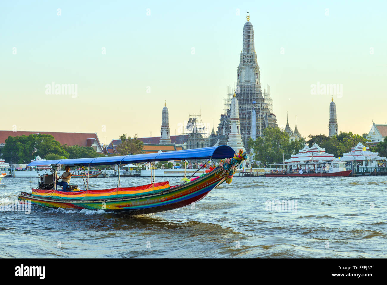 Chao Phraya river express boat and transportation Stock Photo