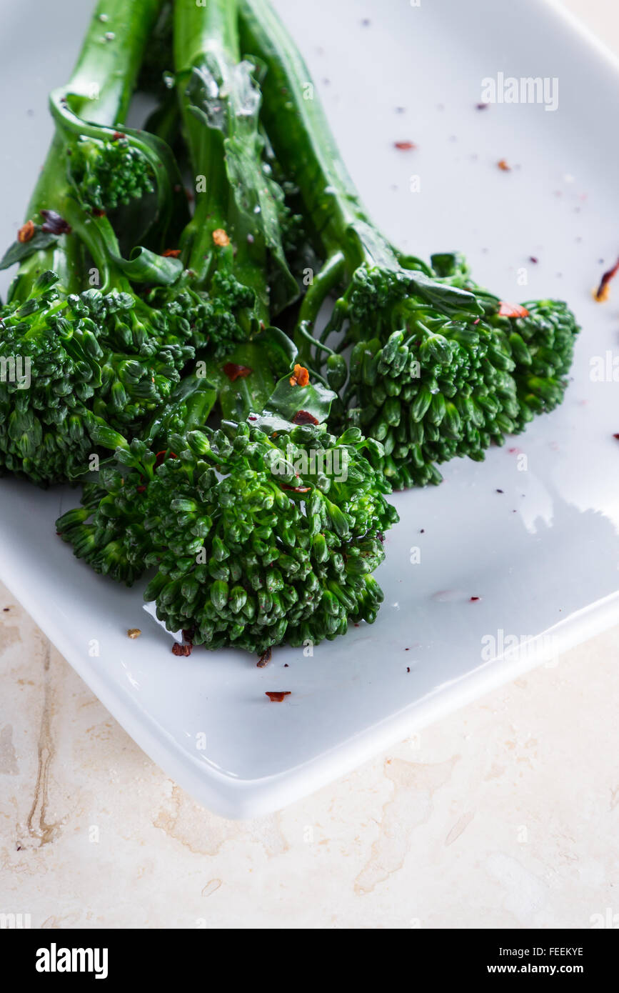 organic broccoli sautéed and seasoned with olive oil and red pepper