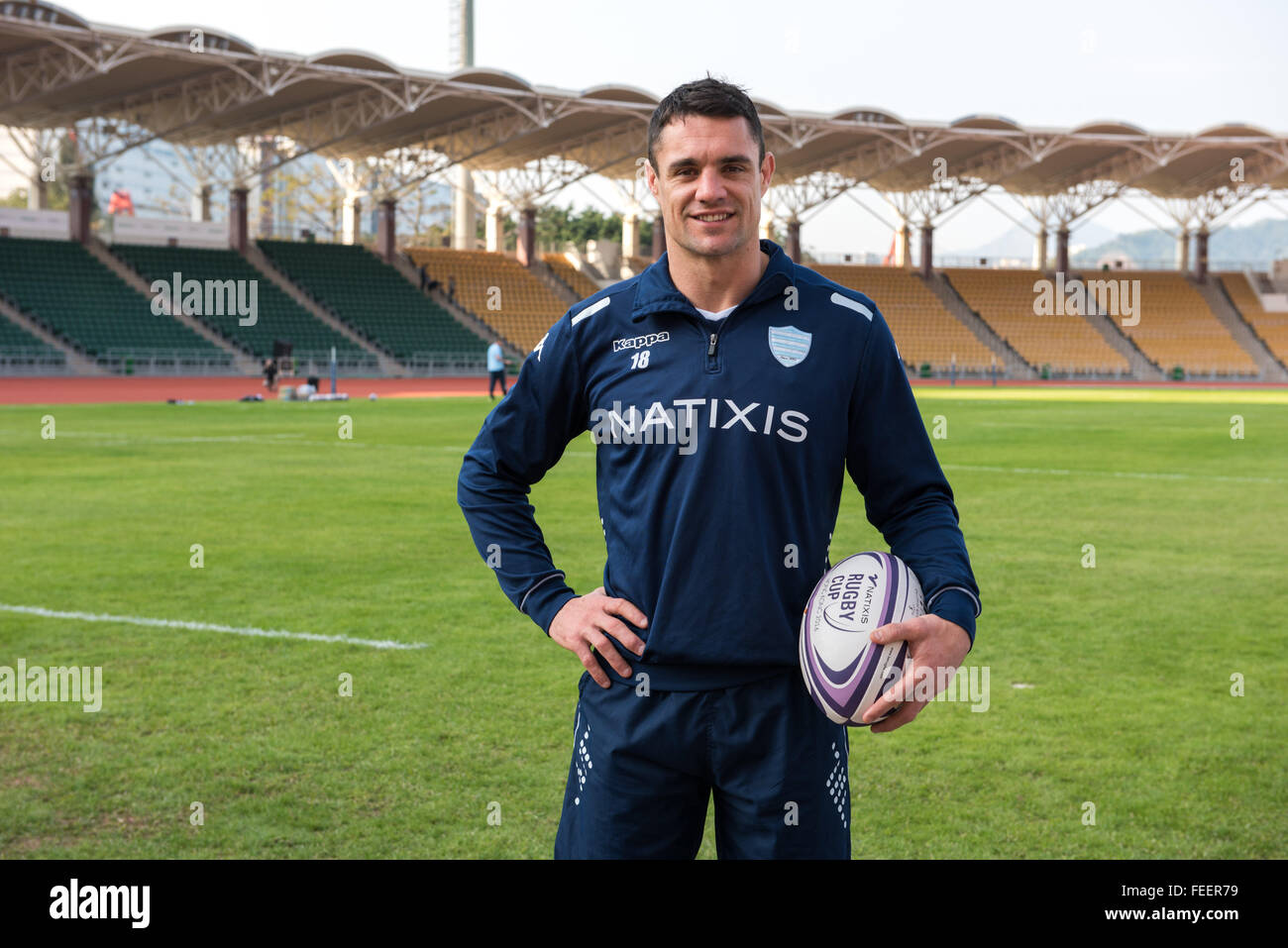Hong Kong, Hong Kong S.A.R, China. 5th Feb, 2016. Official captains photo ahead of the upcoming match between New Zealand's Super League team, The Highlanders and French team, Racing 92. Kiwi DAN CARTER from French team Racing 92 © Jayne Russell/ZUMA Wire/Alamy Live News Stock Photo